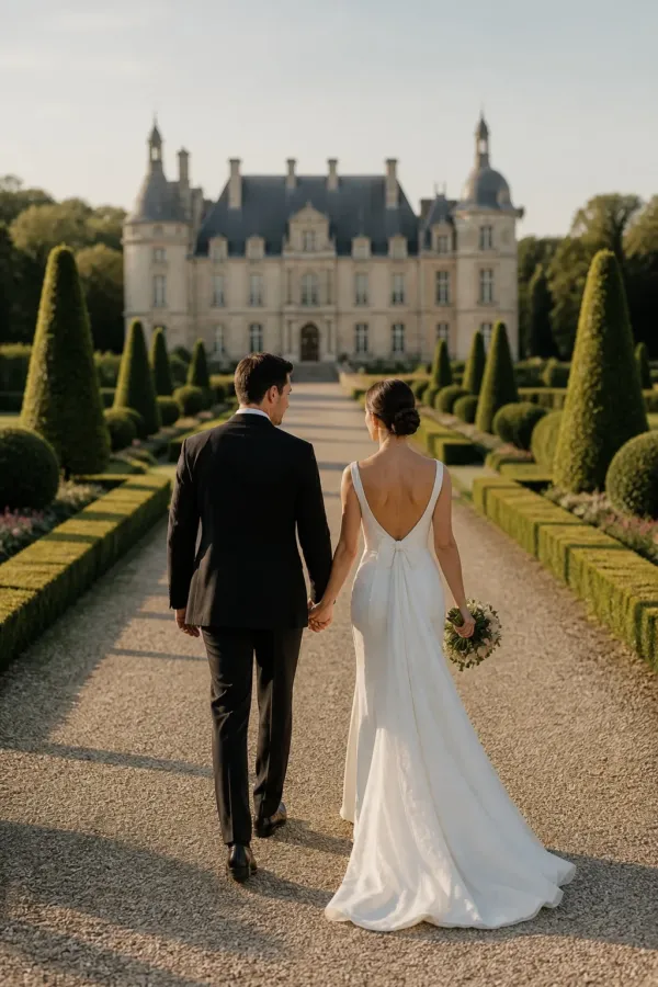 Hochzeitspaar in historischer Kulisse
